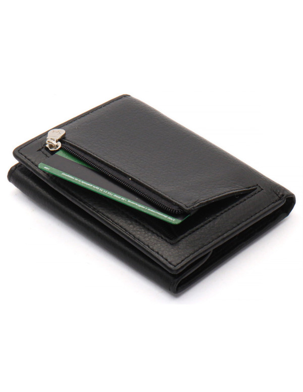 Чорний чоловічий гаманець вертикального типу з натуральної шкіри на магніті Marco Coverna MC-1286