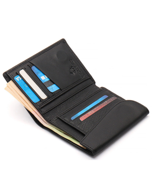 Чорний чоловічий гаманець вертикального типу з натуральної шкіри на магніті Marco Coverna MC-1286