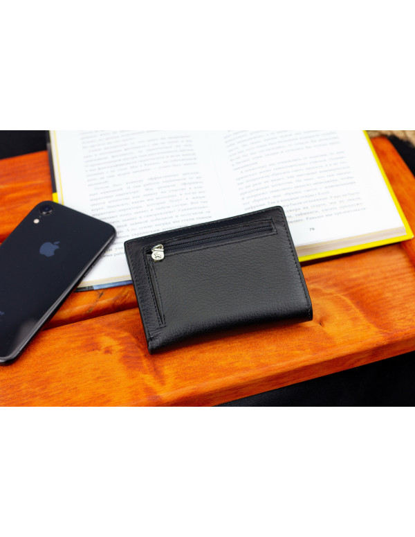 Чорний чоловічий гаманець вертикального типу з натуральної шкіри на магніті Marco Coverna MC-1286