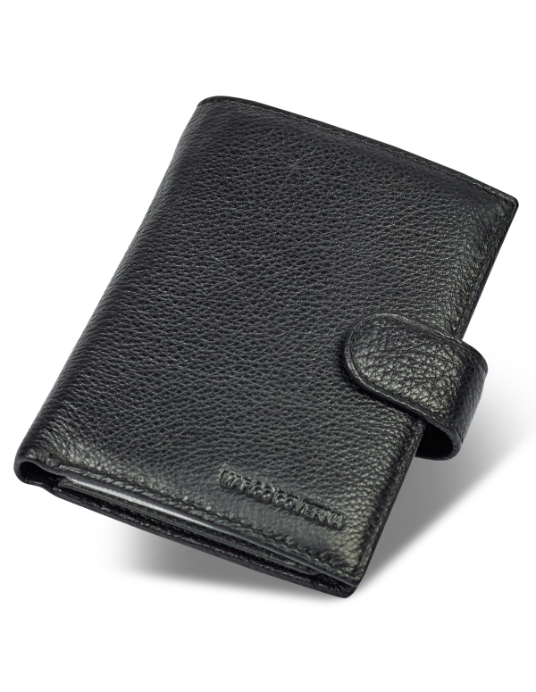 Чорний чоловічий гаманець вертикального типу з натуральної шкіри під документи Marco Coverna MC-5176-1