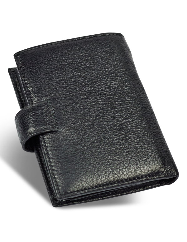 Чорний чоловічий гаманець вертикального типу з натуральної шкіри під документи Marco Coverna MC-5176-1