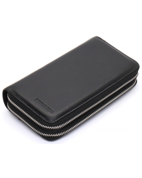 Чорний чоловічий клатч на дві блискавки з натуральної шкіри Marco Coverna MC-801-1