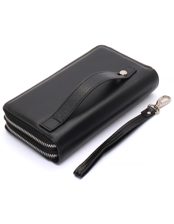 Чорний чоловічий клатч на дві блискавки з натуральної шкіри Marco Coverna MC-801-1