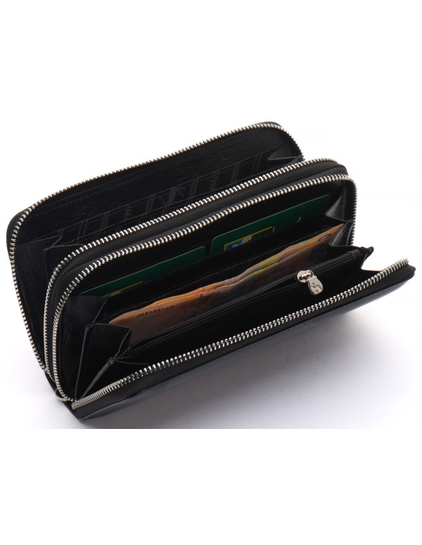 Чорний чоловічий клатч на дві блискавки з натуральної шкіри Marco Coverna MC-801-1