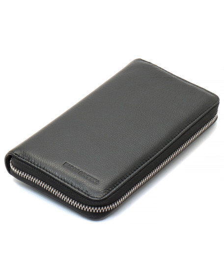 Чорний чоловічий гаманець-клатч на блискавці з натуральної шкіри Marco Coverna MC-802-1