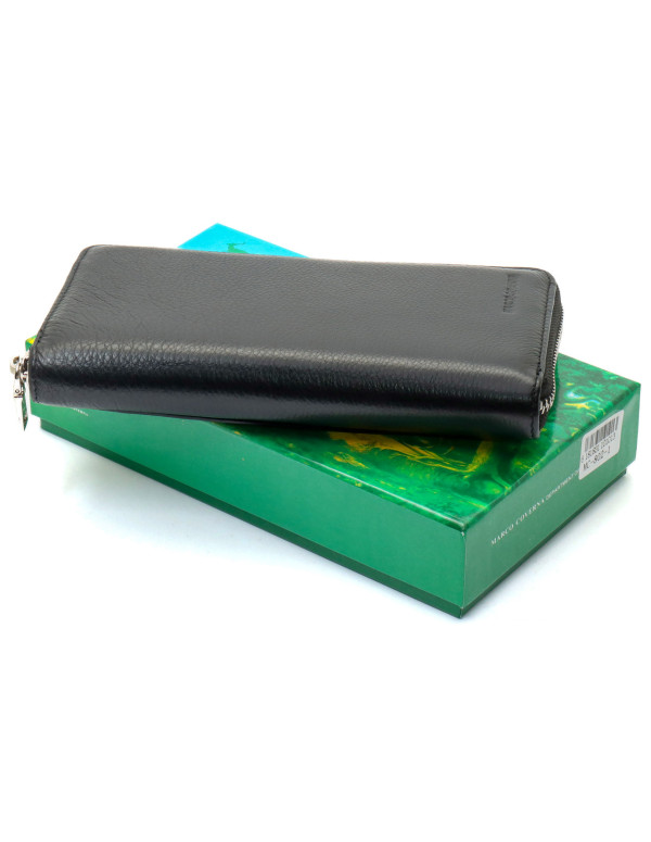 Чорний чоловічий гаманець-клатч на блискавці з натуральної шкіри Marco Coverna MC-802-1