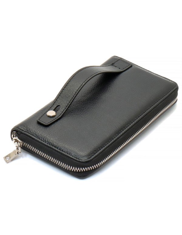 Чорний чоловічий гаманець-клатч на блискавці з натуральної шкіри Marco Coverna MC-802-1