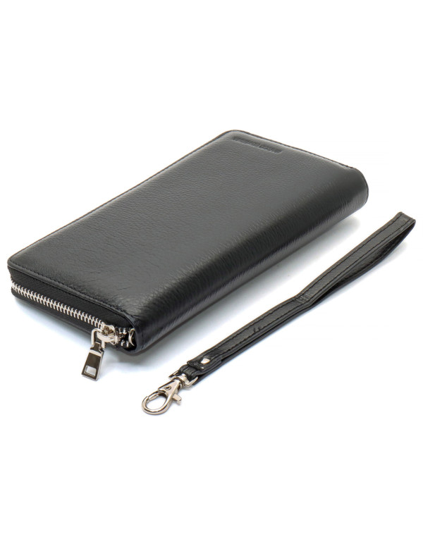 Чорний чоловічий гаманець-клатч на блискавці з натуральної шкіри Marco Coverna MC-802-1