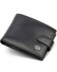 Шкіряне чоловіче портмоне на кнопці ST Leather ST-104-1 чорний