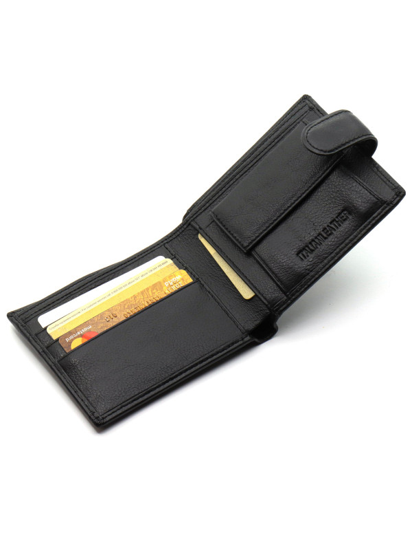 Шкіряне чоловіче портмоне на кнопці ST Leather ST-104-1 чорний