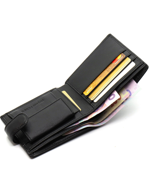 Шкіряне чоловіче портмоне на кнопці ST Leather ST-104-1 чорний