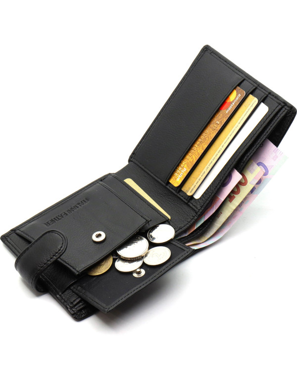 Шкіряне чоловіче портмоне на кнопці ST Leather ST-104-1 чорний