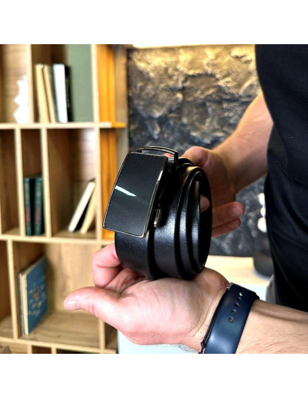 Чоловічий шкіряний ремінь із пряжкою автомат 3733