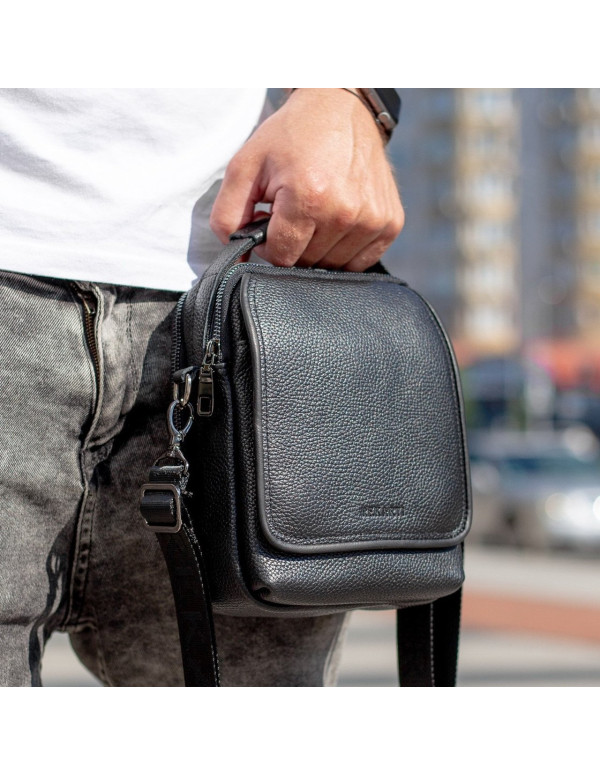 Чоловіча шкіряна сумка-барсетка Loren, чорна