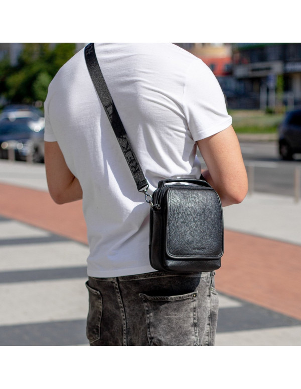 Чоловіча шкіряна сумка-барсетка Loren, чорна