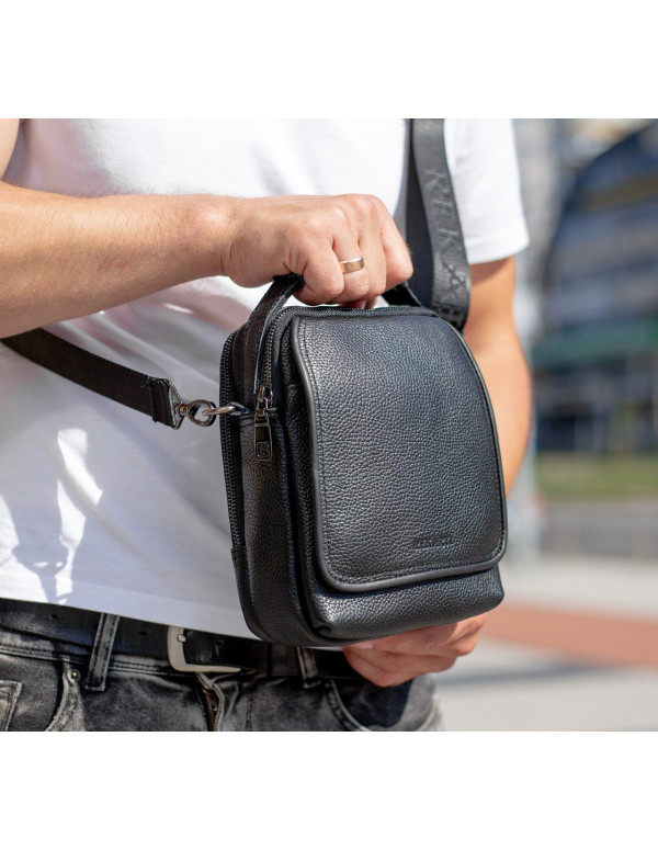 Чоловіча шкіряна сумка-барсетка Loren, чорна