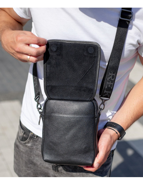 Чоловіча шкіряна сумка-барсетка Loren, чорна