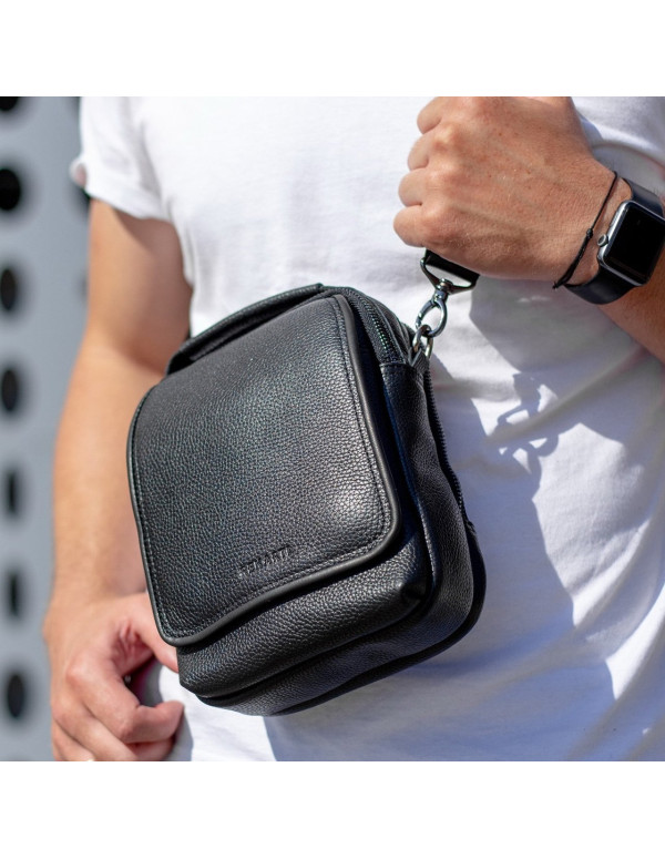 Чоловіча шкіряна сумка-барсетка Loren, чорна