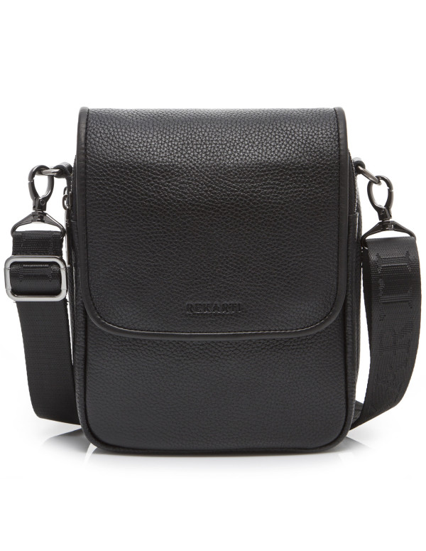 Шкіряна чоловіча сумка-месенджер Trapani, чорна