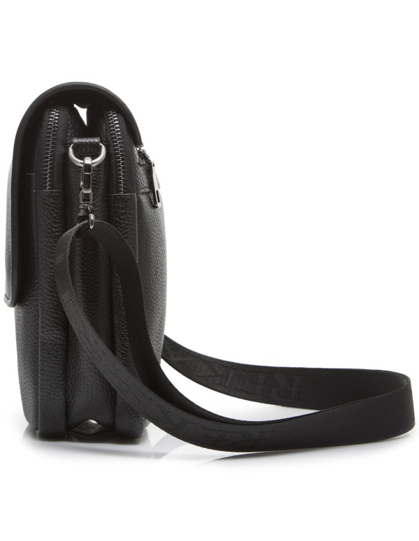 Шкіряна чоловіча сумка-месенджер Trapani, чорна