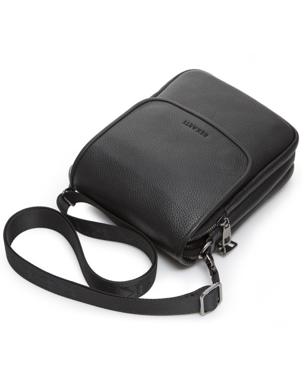 Шкіряна чоловіча сумка-месенджер Trapani, чорна