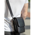 Шкіряна чоловіча сумка-месенджер Trapani, чорна