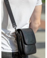 Шкіряна чоловіча сумка-месенджер Trapani, чорна