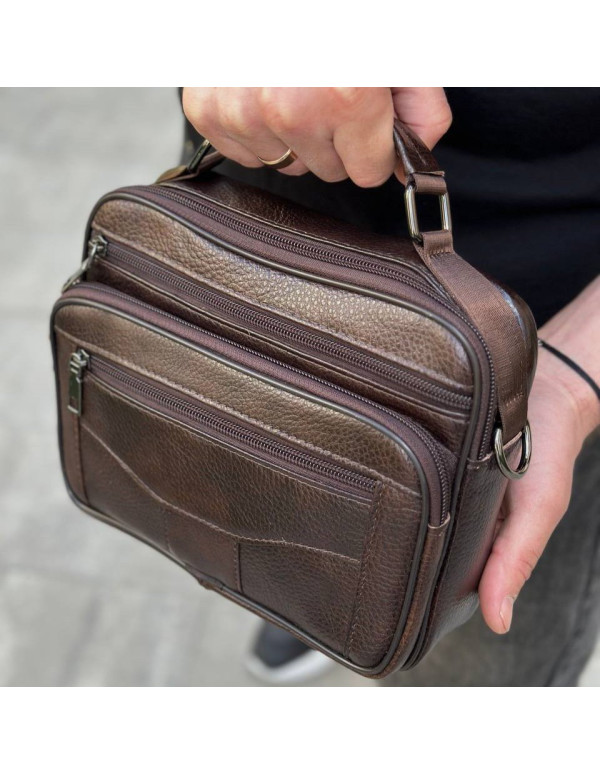 Чоловіча шкіряна сумка барсетка Modica, коричнева