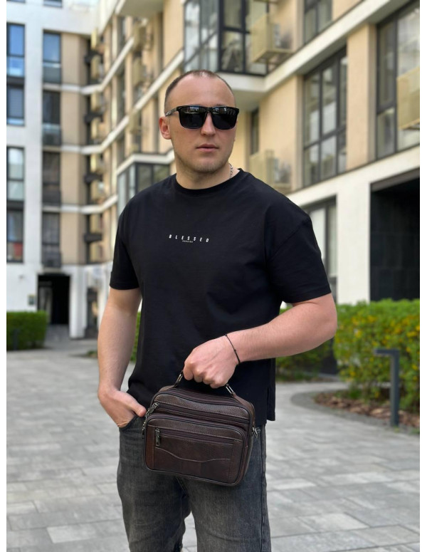 Чоловіча шкіряна сумка барсетка Modica, коричнева