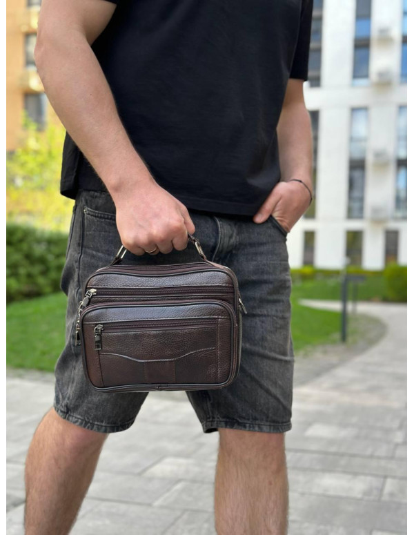 Чоловіча шкіряна сумка барсетка Modica, коричнева