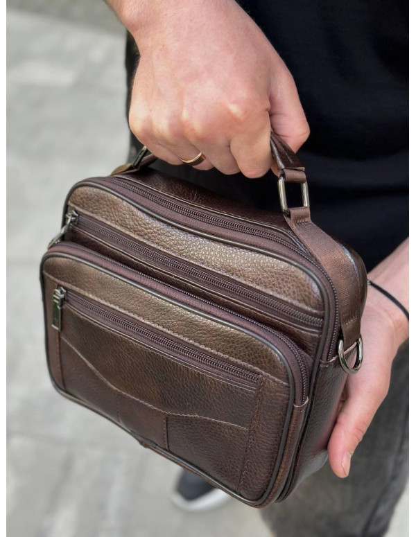 Чоловіча шкіряна сумка барсетка Modica, коричнева