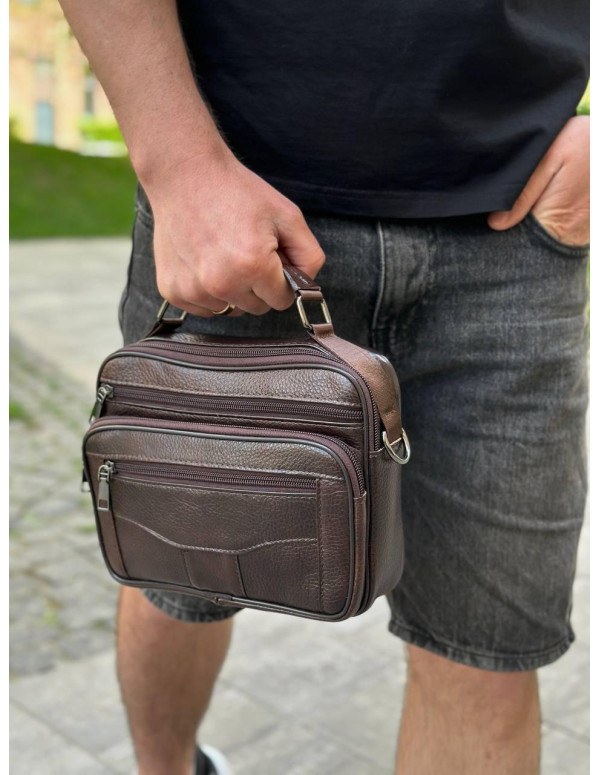 Чоловіча шкіряна сумка барсетка Modica, коричнева