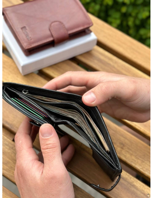 Чоловічий шкіряний гаманець люкс, чоловіче портмоне натуральна шкіра HORTON 301B