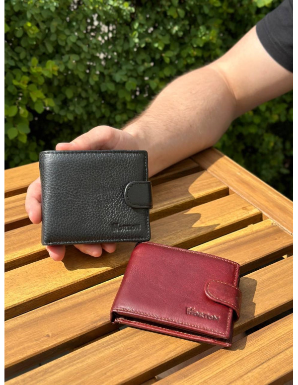 Чоловічий гаманець натуральний гаманець чорний, коричневий HORTON 208