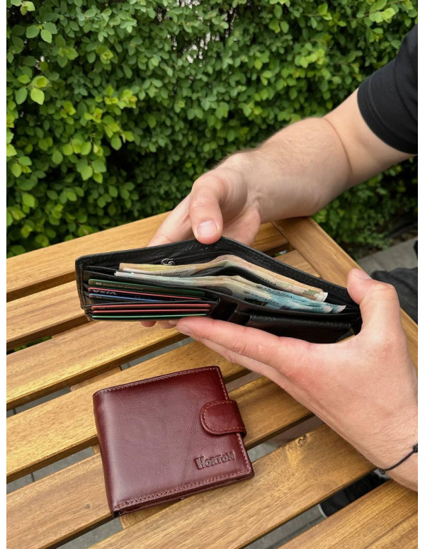 Чоловічий гаманець натуральний гаманець чорний, коричневий HORTON 208