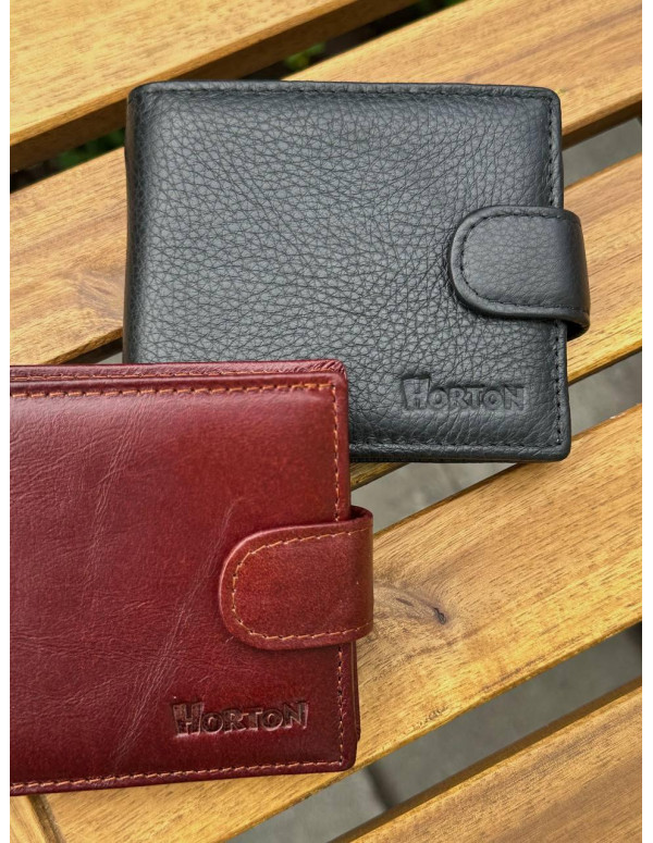 Чоловічий гаманець натуральний гаманець чорний, коричневий HORTON 208