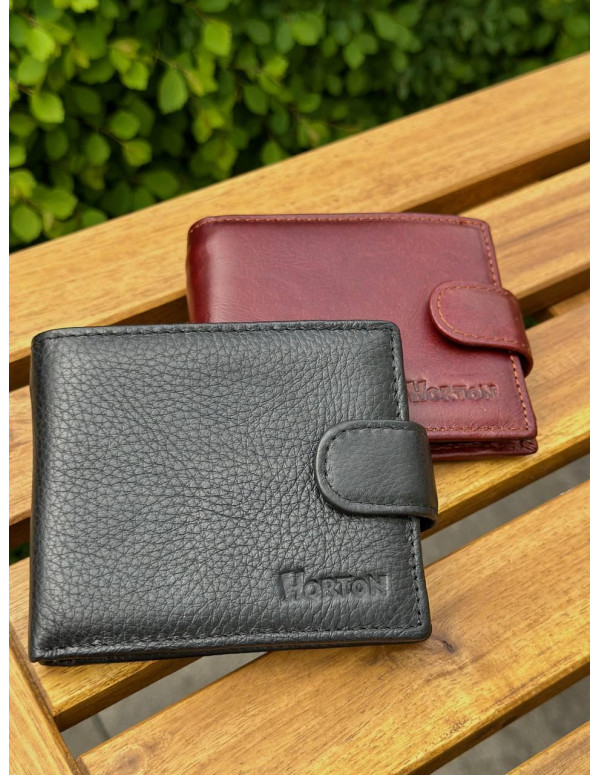 Чоловічий гаманець натуральний гаманець чорний, коричневий HORTON 208