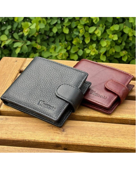 Чоловічий гаманець натуральний гаманець чорний, коричневий HORTON 208
