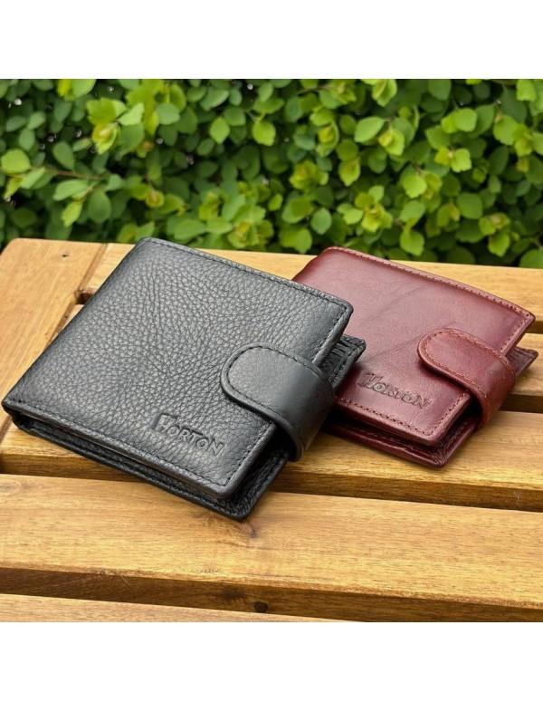Чоловічий гаманець натуральний гаманець чорний, коричневий HORTON 208