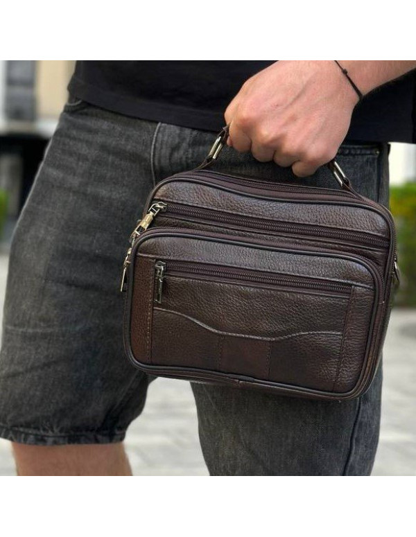 Чоловіча шкіряна сумка барсетка Modica, коричнева