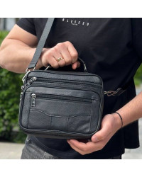 Чоловіча шкіряна сумка-барсетка Milan, чорна