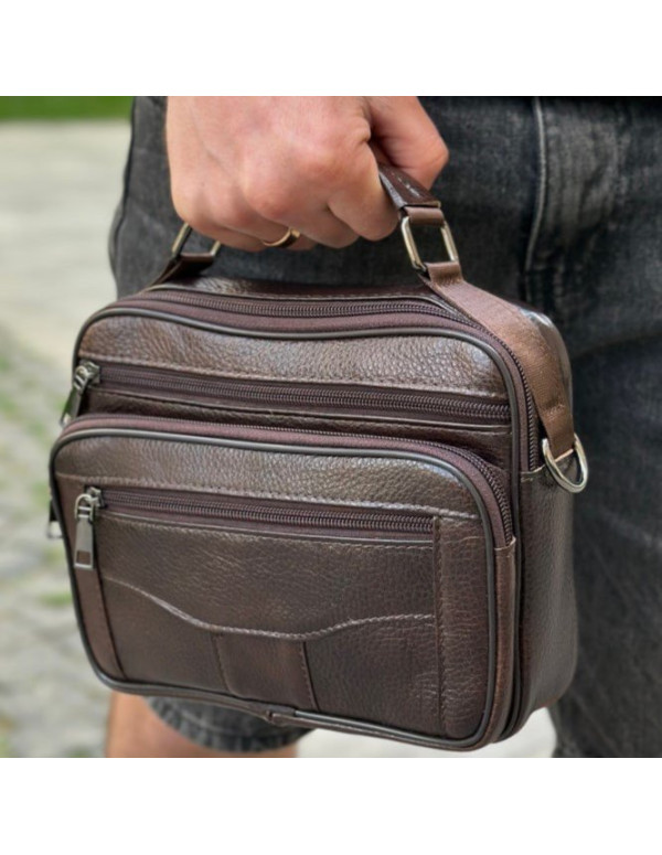 Чоловіча шкіряна сумка барсетка Modica, коричнева