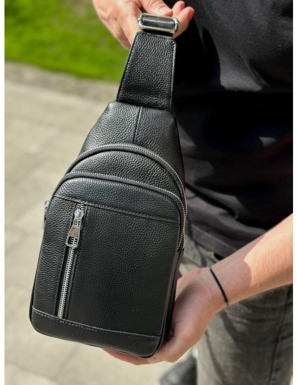 Чоловічий стильний слінг Lucca, чорна