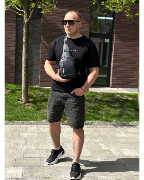 Чоловічий стильний слінг Lucca, чорний
