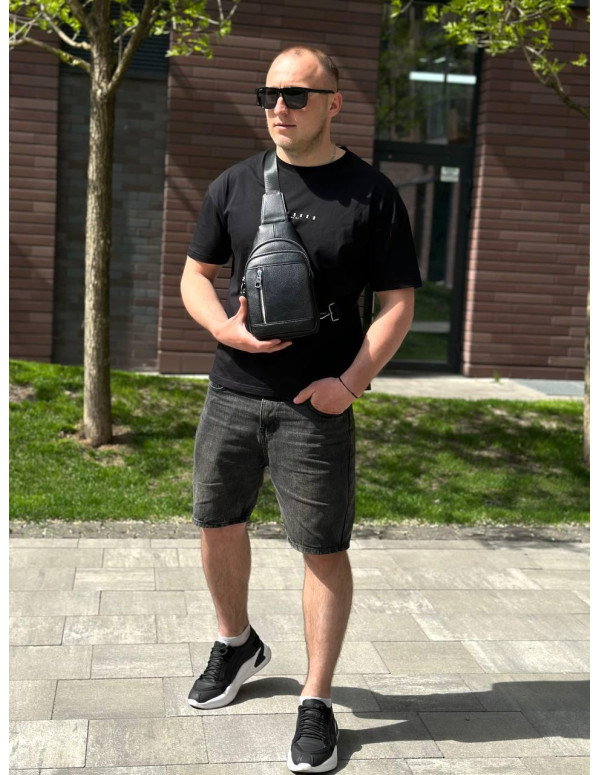 Чоловічий стильний слінг Lucca, чорна