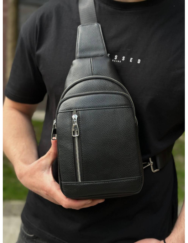 Чоловічий стильний слінг Lucca, чорна