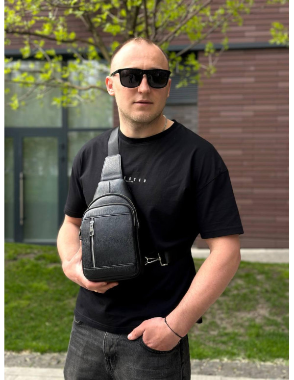 Чоловічий стильний слінг Lucca, чорна