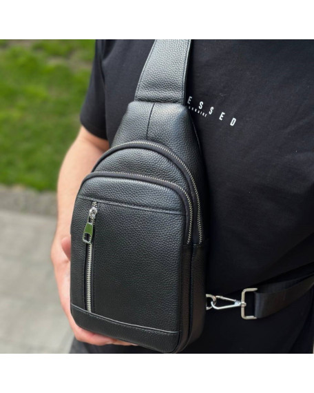 Чоловічий стильний слінг Lucca, чорна