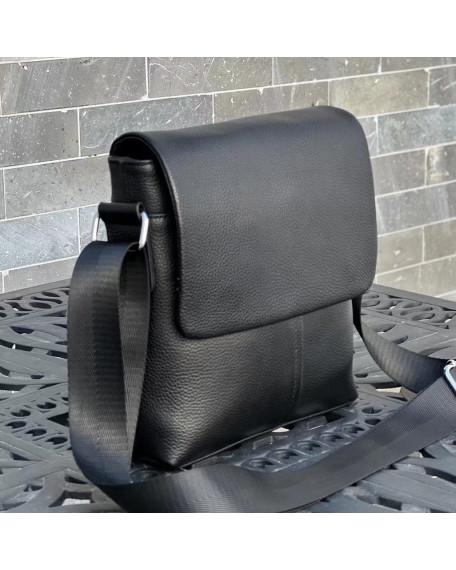 Шкіряна сумка чоловіча через плече Siena,чорна