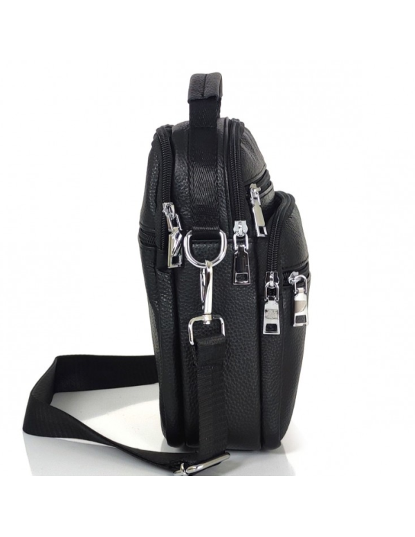 Чоловіча чорна шкіряна сумка-барсетка Bovali, чорна